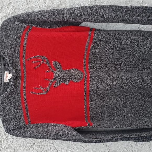 Cat & Jack Gray & Red Reindeer Deer Christmas Holiday Sweater Size XL - Picture 2 of 6